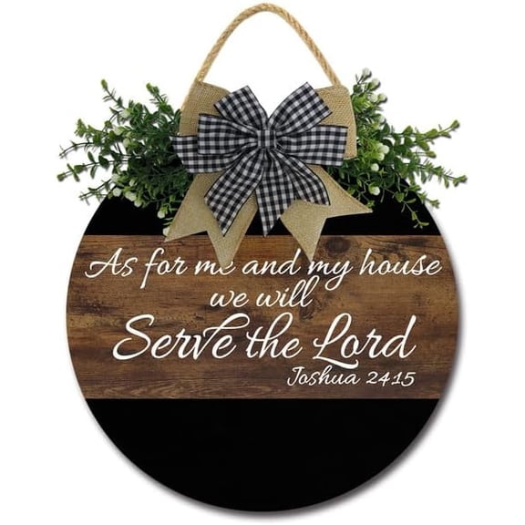 As for Me And My House We Will Serve The Lord Bible Verse Wood Sign Round Wooden Wreaths Christian Decor for Prayer Room Churchch