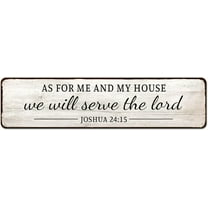 As for Me and My House We Will Serve the Lord Metal Tin Sign, Bible Verse Art Decor for the Home, Kitchen, Living Room, 4"x16"