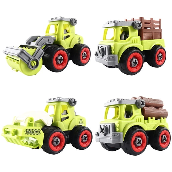 As shown Childrens Diy Green Disassembled Car Model Toy Assembling Kit With Screwdriver Movable Joints Friction Powered Push Slide Play