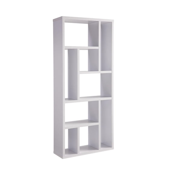 Asa 71 Inch Modern Display Bookshelf, 9 Multi Level Shelves, White Finish