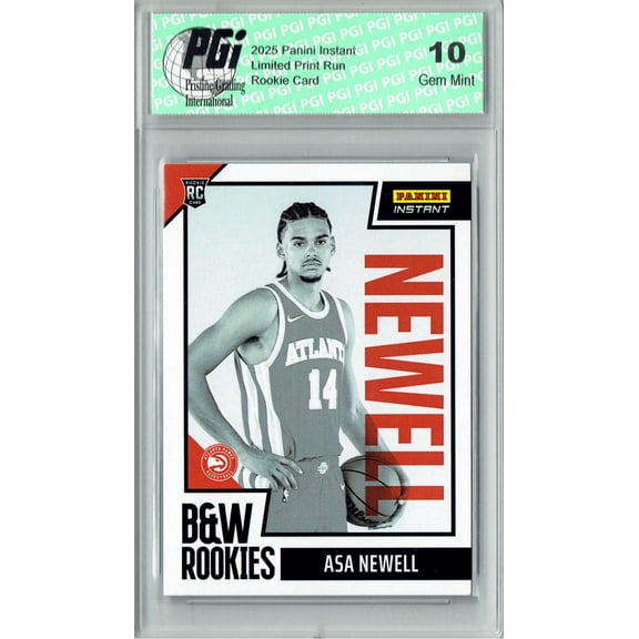 Asa Newell 2025 Panini Instant #BWR-13 Black & White 256 Made Rookie Card PGI 10