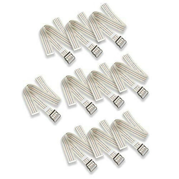 AsaTechmed 10 Pack AsaTechmed Cotton Soft Transfer Gait Belt with Metal Buckle and Belt Loop Holder for Walking, Belt Support Hold - Homecare, Caregiver, Nurse, Therapist - 60 Inch, White