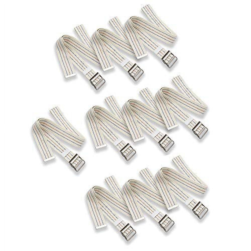 AsaTechmed 10 Pack AsaTechmed Cotton Soft Transfer Gait Belt with Metal Buckle and Belt Loop Holder for Walking, Belt Support Hold - Homecare, Caregiver, Nurse, Therapist - 60 Inch, White