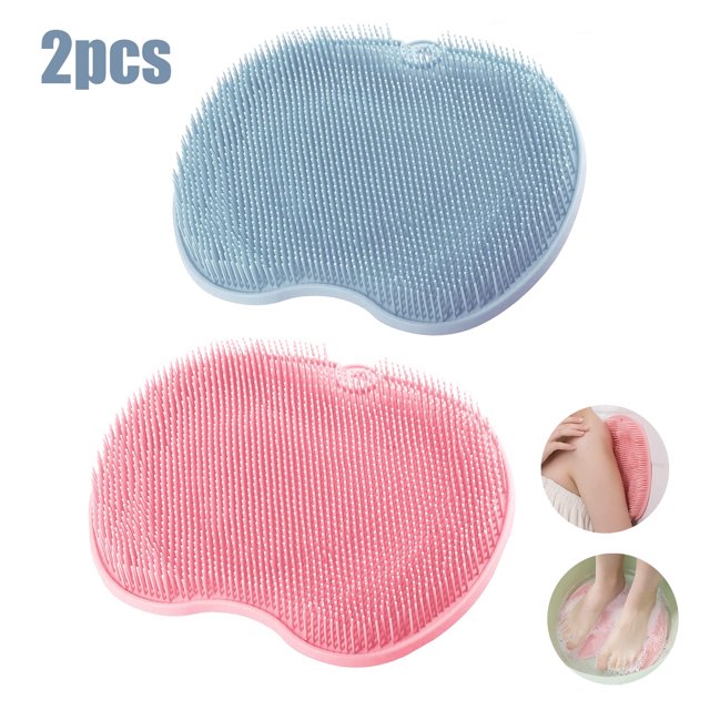 Asablve 2 Pcs Shower Foot Scrubber, Shower Foot & Back Scrubber, Massage Pad, WallMounted Back