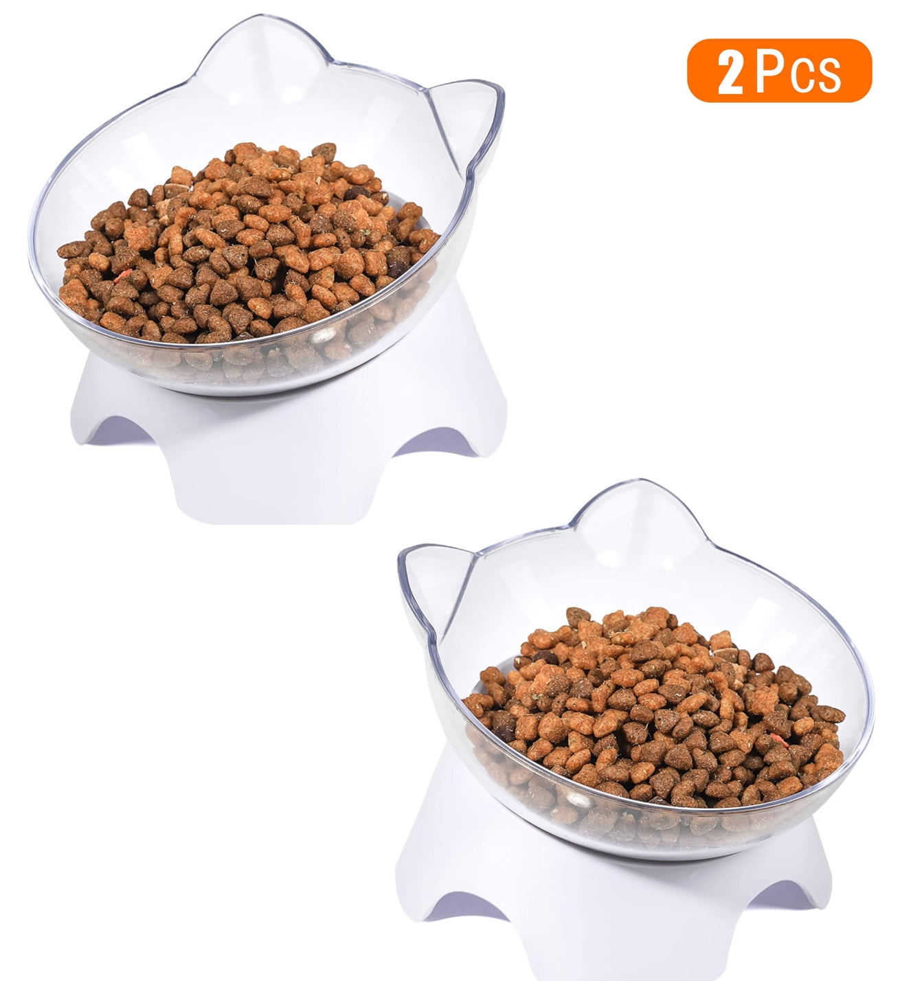 Asablve 2 Pcs Tilted Elevated Cat Bowls, Double Pet Bowls with 15