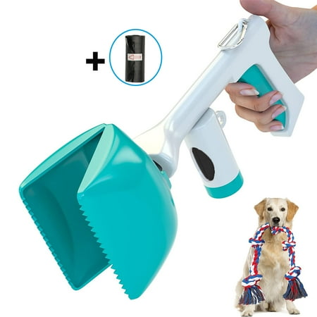 Asablve Pet Pooper Scooper for Dogs, Sanitary Waste Pick Up with Long Handle, Heavy Duty Cleaner with Dispenser, Leash Clip and Pooper Scooper Bags Included