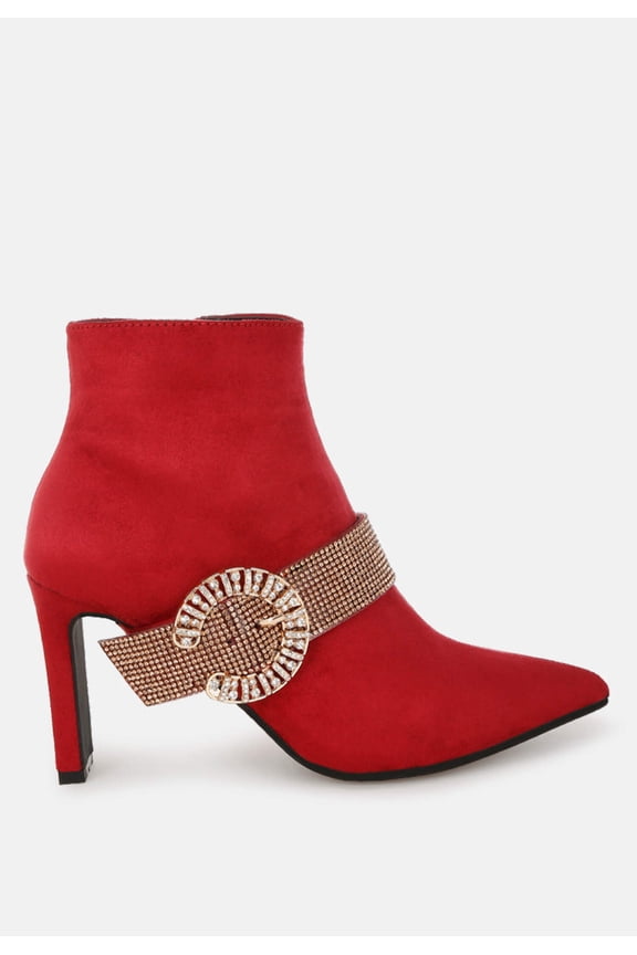 Asagao Diamante Rhinestones Strap Boots