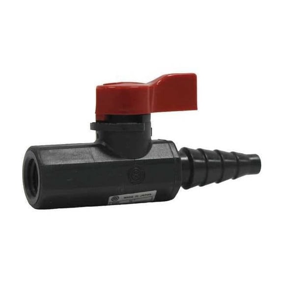 Asahi 1/4" FNPT x Barb PVC Ball Valve 2-Way 1082002