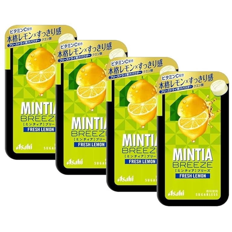Asahi Mintia Breeze Fresh Lemon Sugarless Mints 4 Pack 30 Tablets