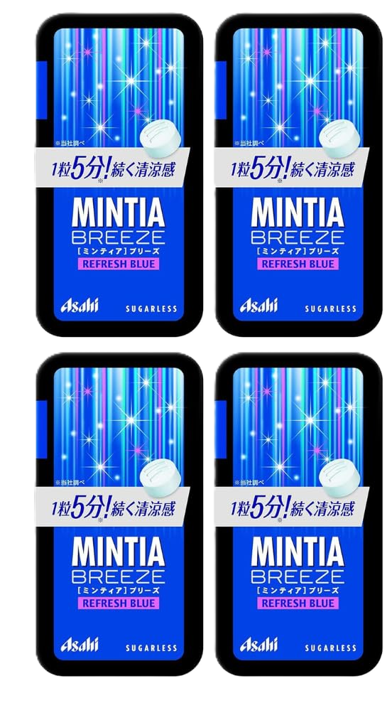 Asahi Mintia Breeze Refresh Blue Sugarless Mints 4 Pack 30 Tablets
