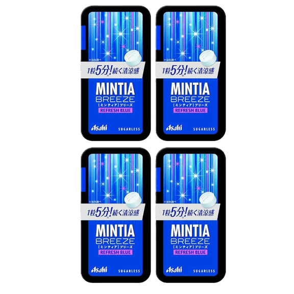 Asahi Mintia Breeze Refresh Blue Sugarless Mints 4 Pack 30 Tablets Each