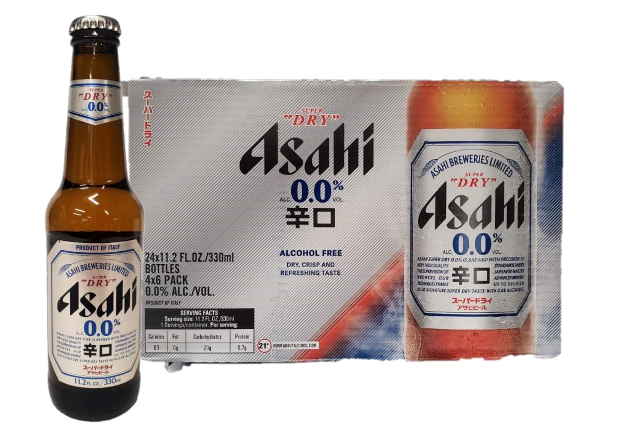 Asahi Non Alcohol 0.0 Dry Beer Bottle, 24Bottle (11.2 Fl oz each