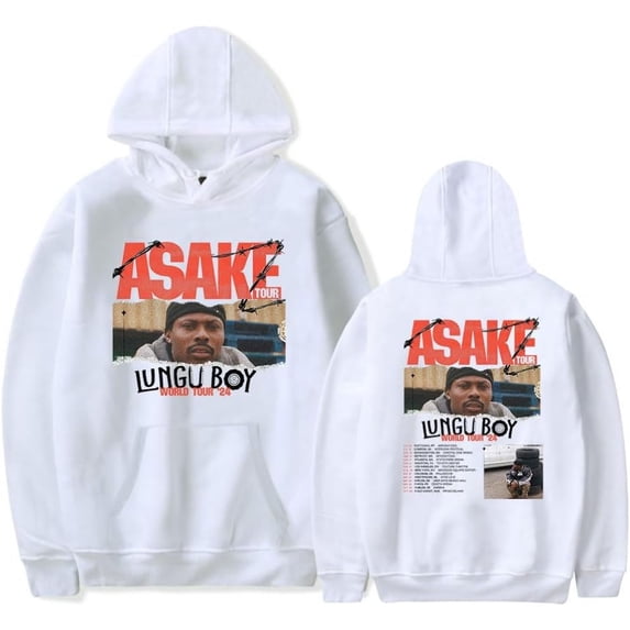 Asake Lungu Boy World Tour 2024 Merch Hoodie Pockets Drawstring Unisex Hooded Sweatshirt Fashion Clothing