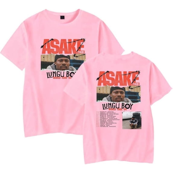 Asake Lungu Boy World Tour 2024 Merch Short Sleeve T-shirt Unisex Fashion Crew Neck Top