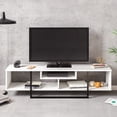 thumbnail image 1 of Asal 59" Modern Metal Frame Wood TV Stand for 65 inch TV White & Black, 1 of 4