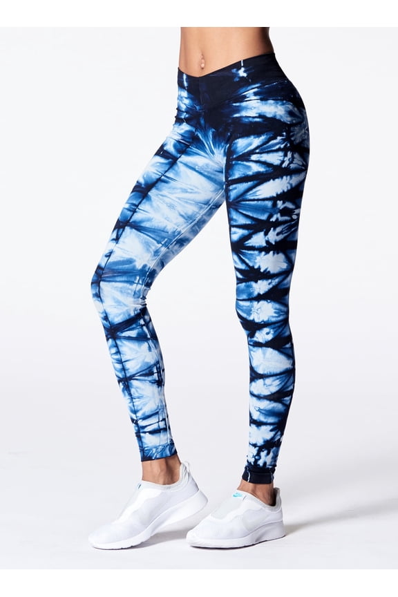 Riley 7 High Waisted Yoga Leggings for Women Running Yoga Pants, Navy/Shibori medium