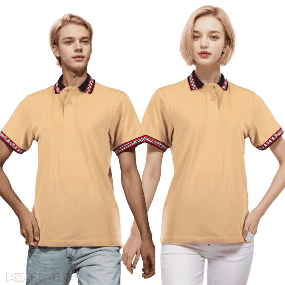 Asano Premium Unisex Checker Polo Shirt - 100% Combed Cotton 6.5oz Piqué - Checker Knit Collar & Cuffs - Reinforced Placket - Double Stitched - White/Black/Red/Khaki
