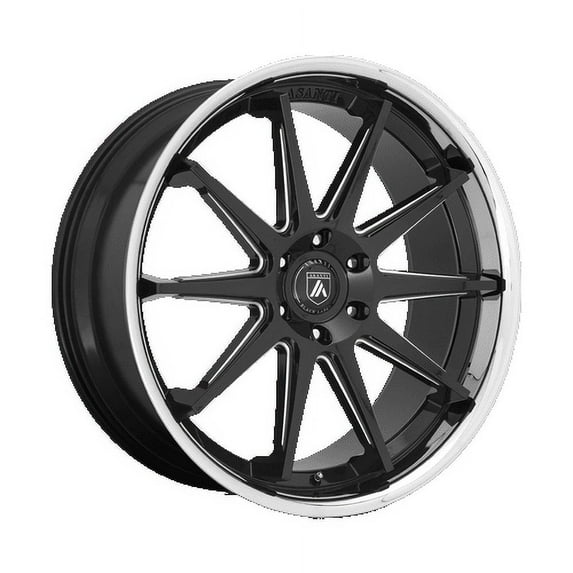 Asanti Black Aluminum Rim ABL-29 EMPEROR 22X10in Gloss Black Milled with Chrome Lip Finish, ABL29-22106230BK