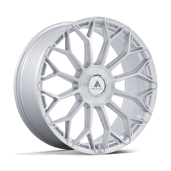 Asanti Black - Envoy - 22in, Flow Formed Aluminum, Gloss Silver W/ Brushed Face, 22X10, 6X5.5, 20mm, 194933432578, SAEJ2530