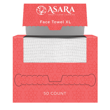 Asara Disposable Face Towel XL Facial Wipes - Organic Vegan Biodegradable Face Towels - Just Add Water for Makeup Remover Wipes - Sensitive Skin Face Wipes - Clean Daily Facial Towelettes (50 Count)