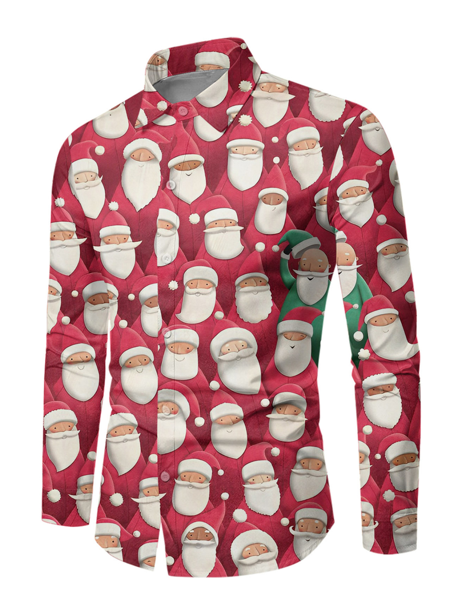 Asashitenel Men Christmas 3D Printed Shirt Long Sleeve TurnDown Collar
