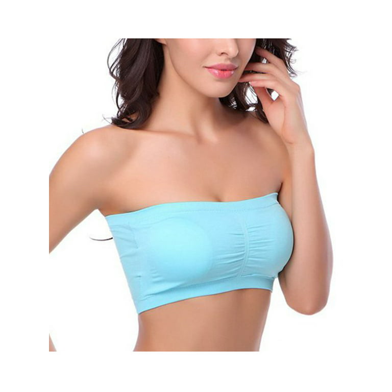Asashitenel Women Chest Wrap Bra Solid Color Removable Padded Tube Top  Strapless Seamless Bandeau Bra Boob Crop Tube Tops 