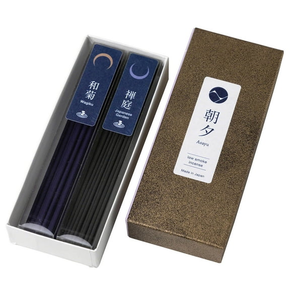 Asayu Japan Low Smoke Incense Sticks Set Japanese Garden & Chrysanthemum Made in Japan 1.41oz
