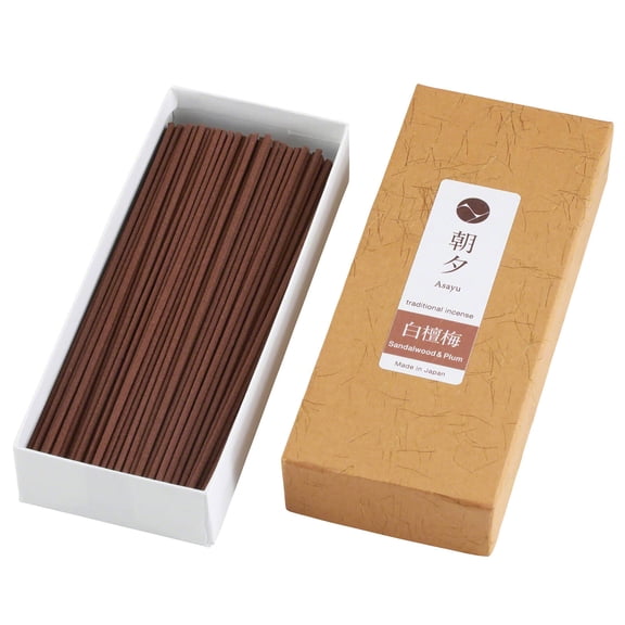 Asayu Japan Traditional Incense Sticks Sandalwood and Plum Blossom Blend 1.41oz