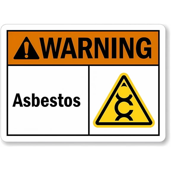 Asbestos Warning Asbestos with Graphic Metal Sign 12 x 8 Inches - Warning for Wall/Fence, Indoor Outdoor Construction, Industrial, Visual Hazard Alert