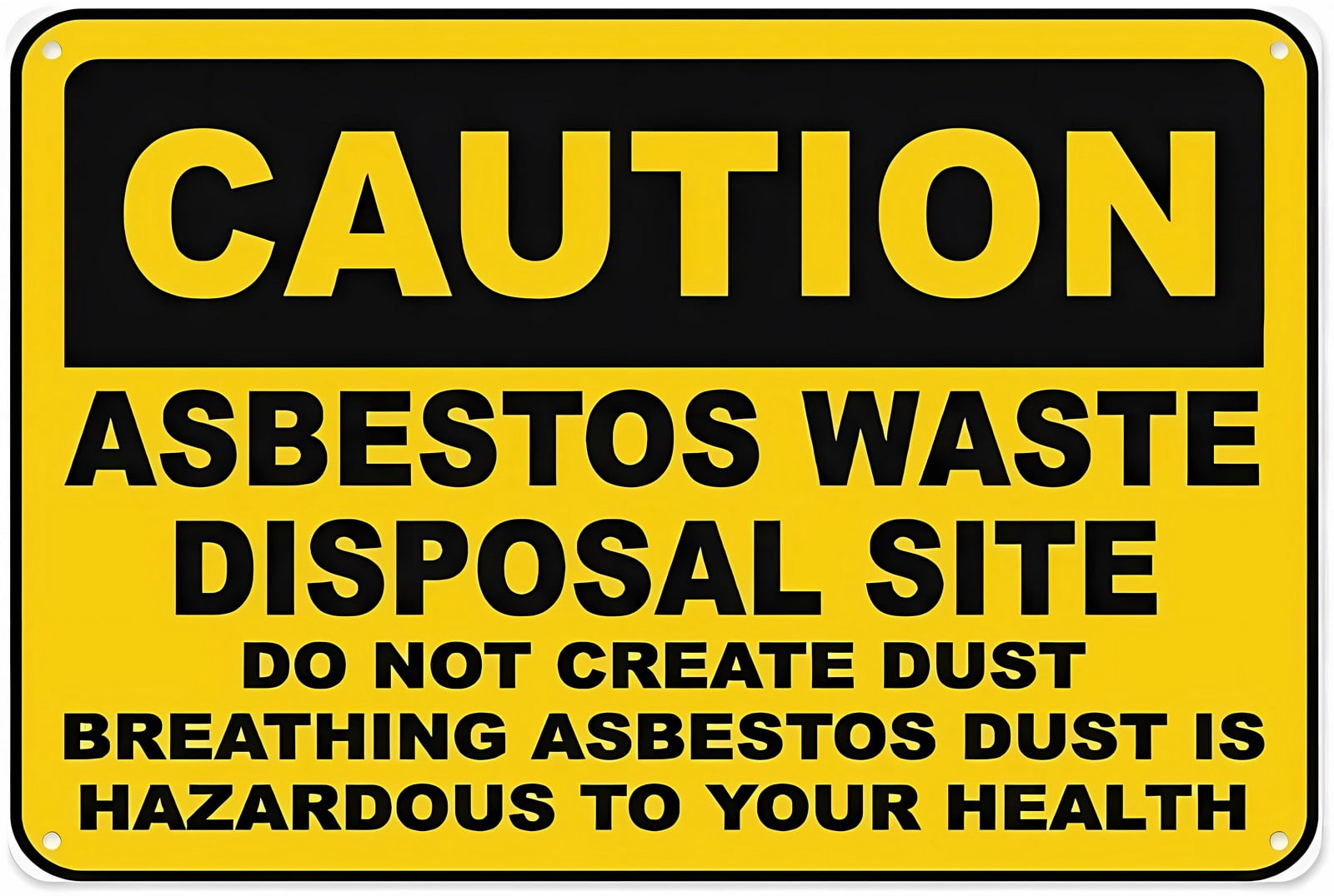 Asbestos Waste Disposal Site Aluminum Tin Warning Sign 12 x 8 Inches ...