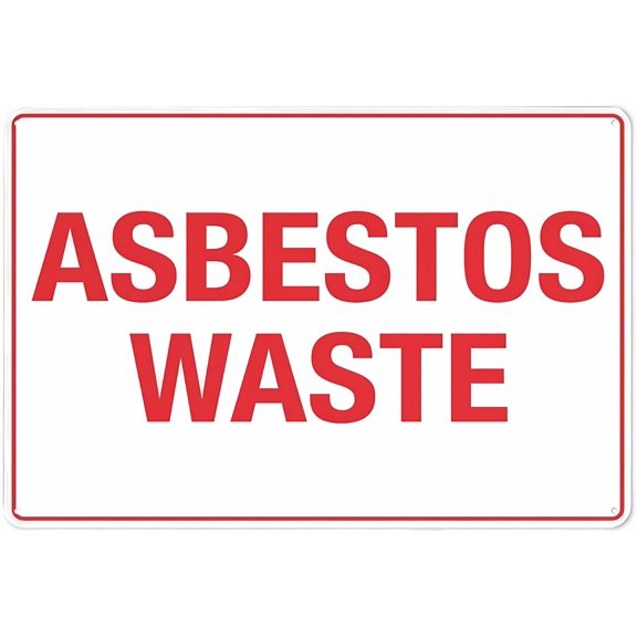 Asbestos Waste Sign 12 x 8 Inches - Grade Reflective Rust-Free Aluminum, Weather/Waterproof, Easy to Mount, Indoor Outdoor Industrial, Waste Disposal Safety