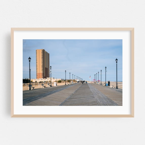 Asbury Park Boardwalk - Asbury Park New Jersey Photography Oak Framed Wall Art Print 16 x 24 inches