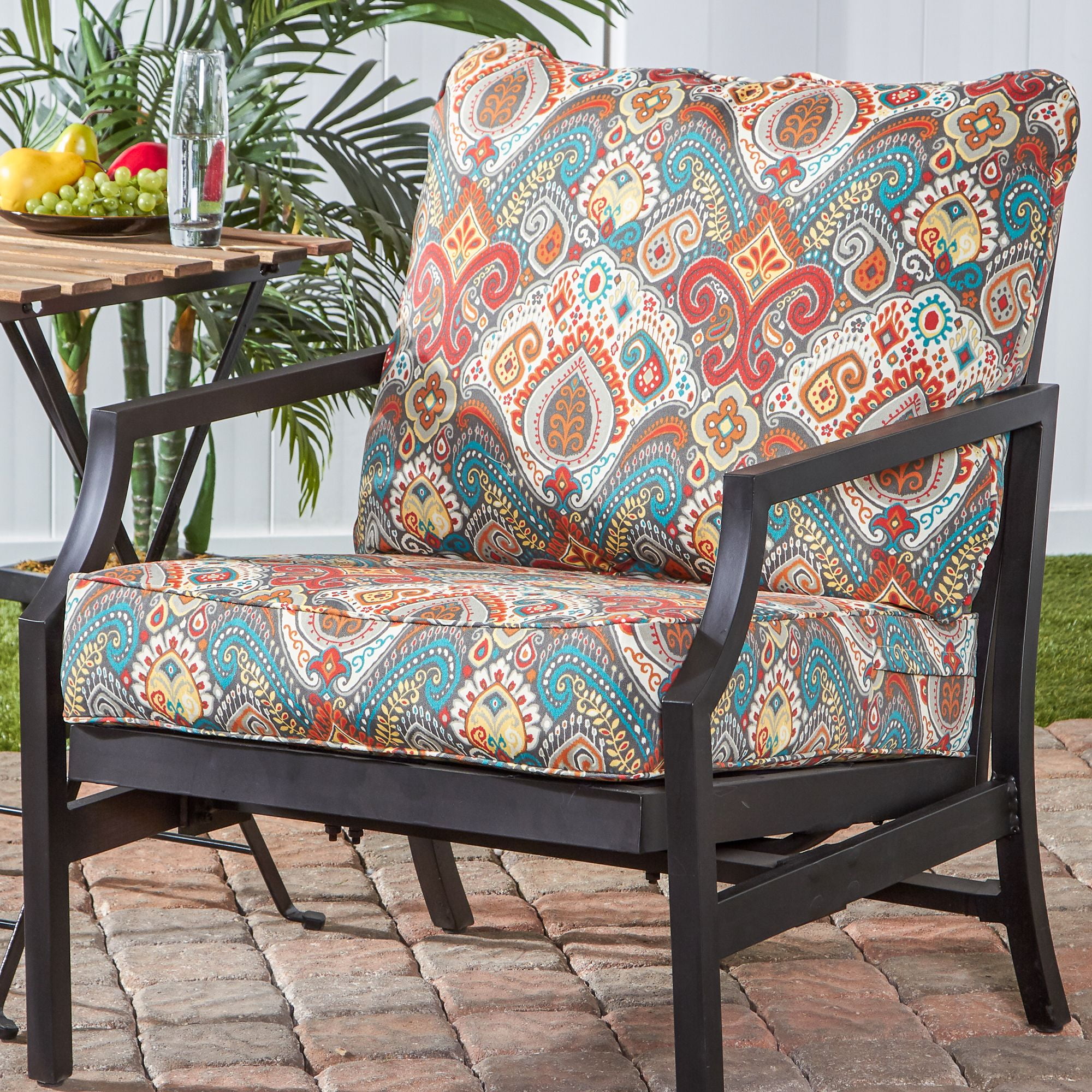Outdoor Chair Cushion Vargottam Printed Outdoor Deep Seat Patio