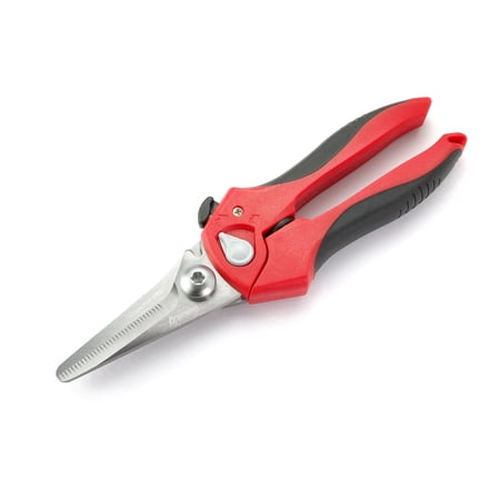 Ascend Tools 8 Inch Heavy Duty Straight Multipurpose Shears, Industrial Utility Cutter with Micro-Serrated Steel Blades for Rubber, Rope, Fabric, Plastic and General Maintenance Use