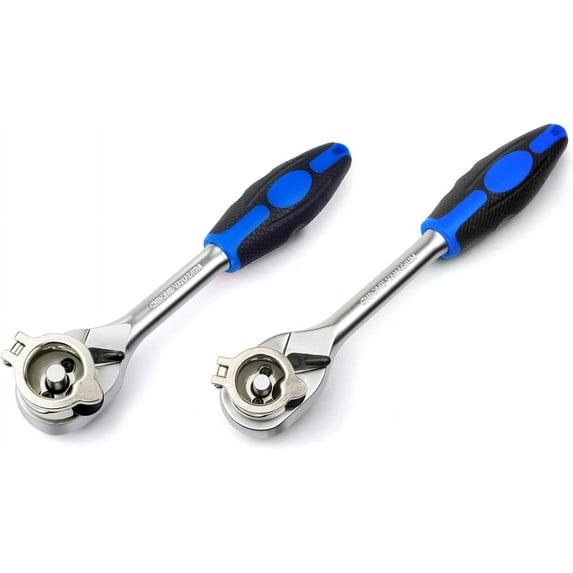 Ascend Tools Easy Wheel Ratchet Pair, 1/2 inch & 3/8 inch Drive, 72 Tooth Ratchet, Quick Release Head