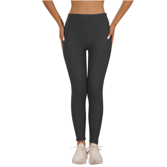 Risckoth Women's Fleece Lined Leggings Solid High Waist Thick Warm Winter Long Base Pants S–2XL