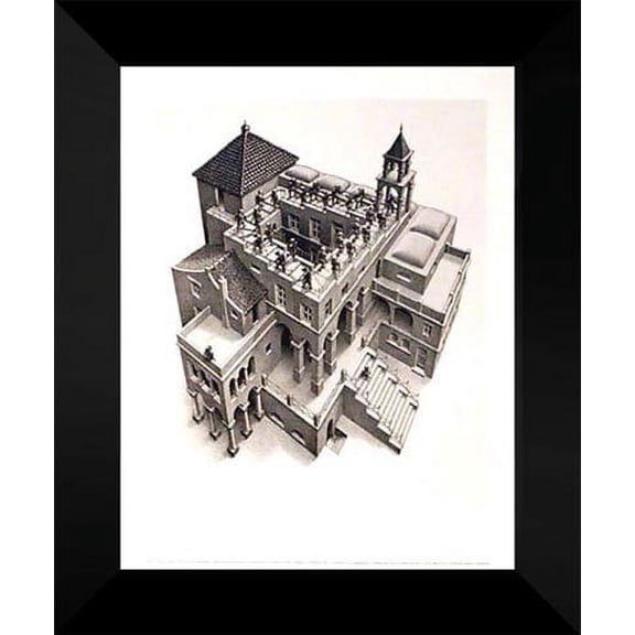 Ascending And Descending 15x18 Framed Art Print by M.C. Escher