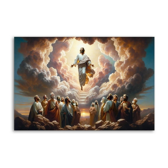 Ascension Jesus Ascending Into Heaven after His Resurrection Canvas Poster Wall Art Picture Prints Hanging Photo Gift Decor Home Posters Artworks 16x24inch(40x60cm)