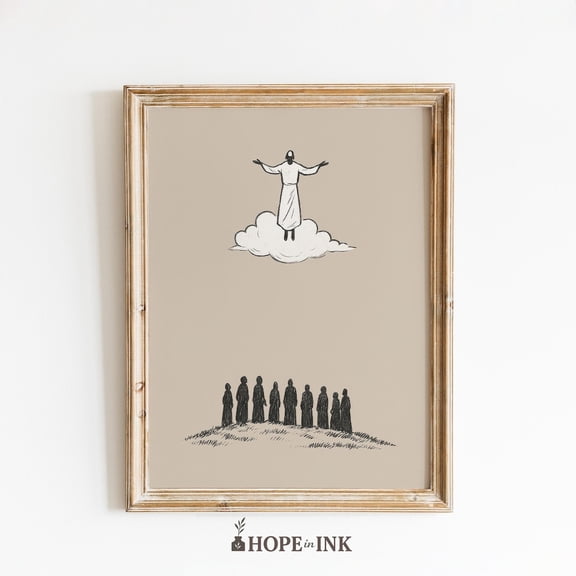 Ascension Jesus Heaven Line Drawing Wall Decor Unframed Paper Print