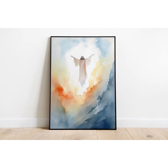 Ascension Of Jesus Christ Print Christian Boho Wall Art Decor Unframed Paper Print