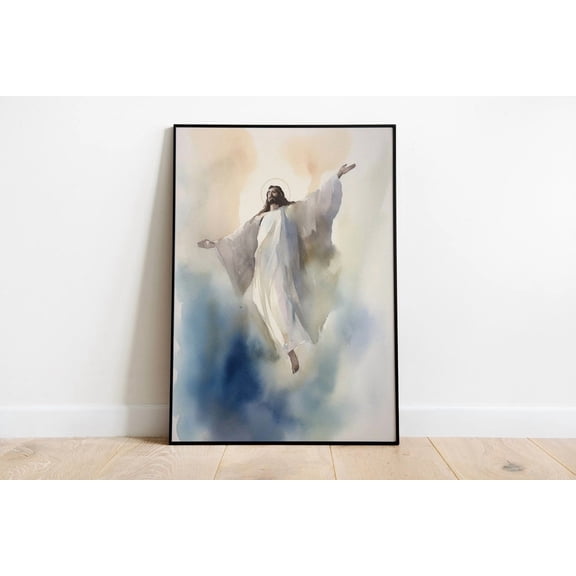 Ascension Of Jesus Christ Print Christian Boho Wall Art Unframed Paper Print