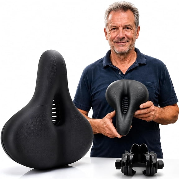 Bike Saddle, Ergonomic Shape for Hip Comfort, for Road and Mountain Biking