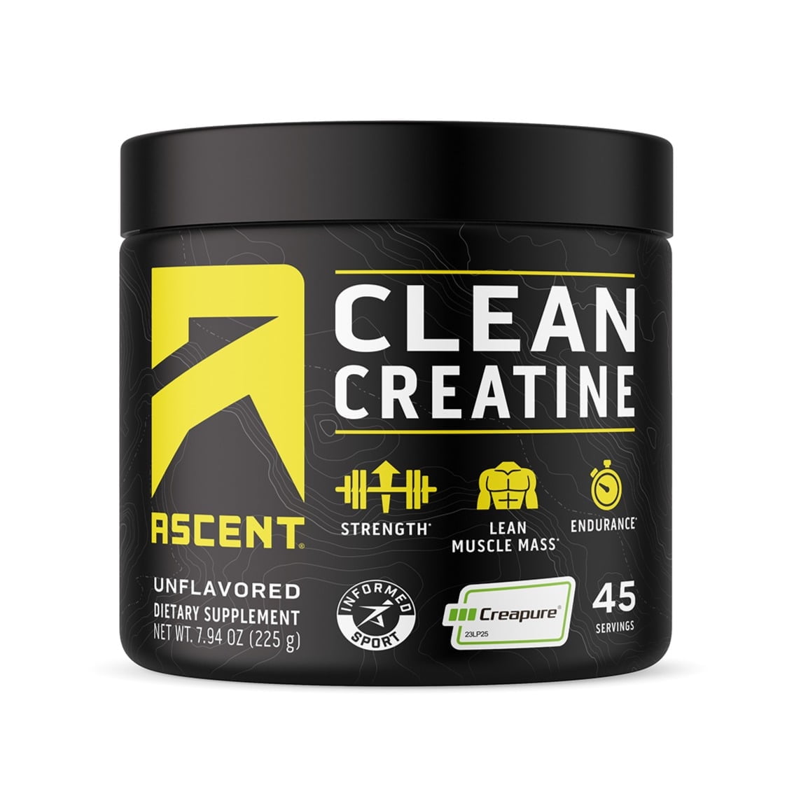 Ascent Clean Creatine Monohydrate Powder, Unflavored, 45 Servings