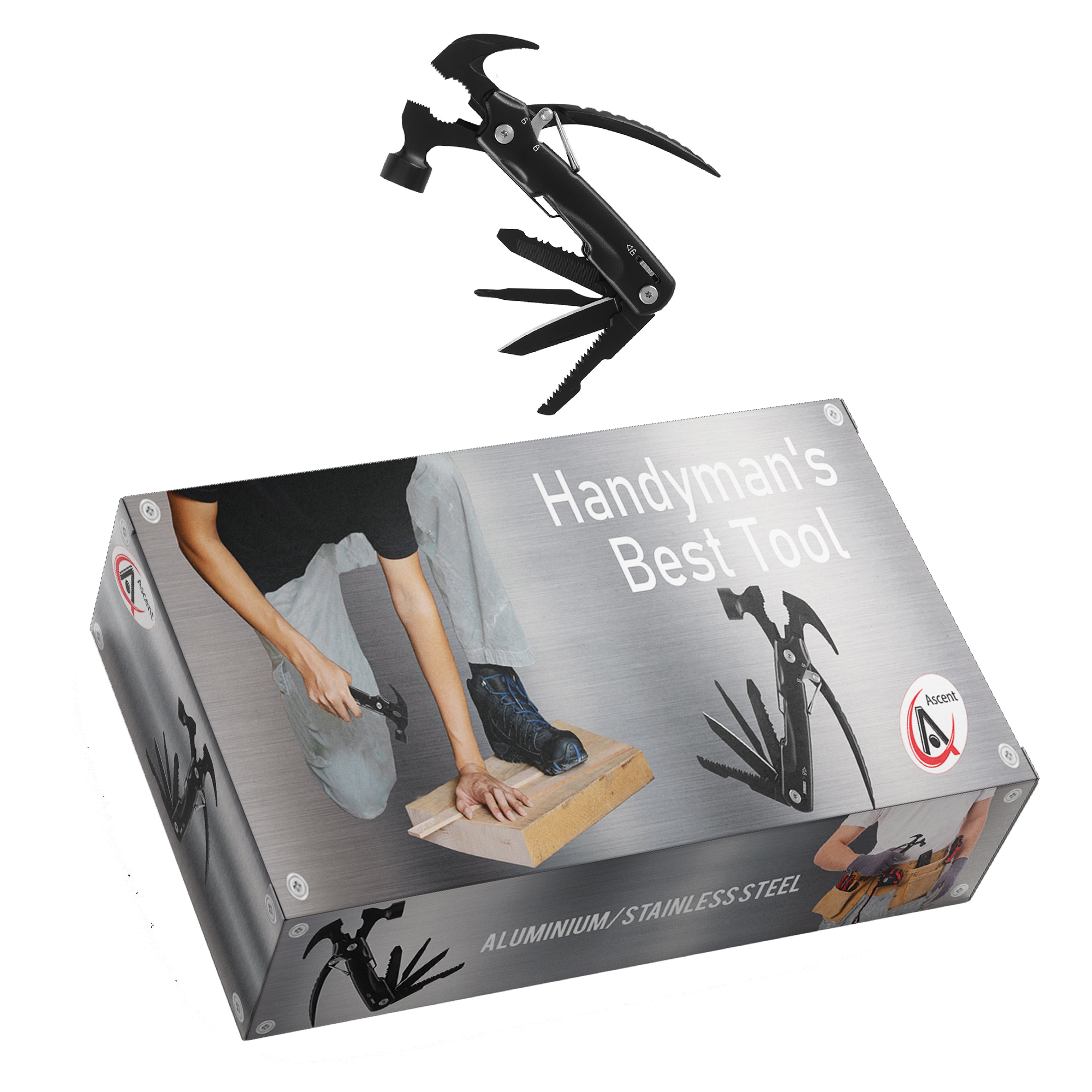 Ascent Handyman DIY Gift Tool Hammer Pliers 8 in 1 Multitool Gift Boxed, Handy Pocket Knife Screwdriver Saw For Camping Fishing Hiking Hunting - Gift Idea for Father, Men, Boyfriend, Women