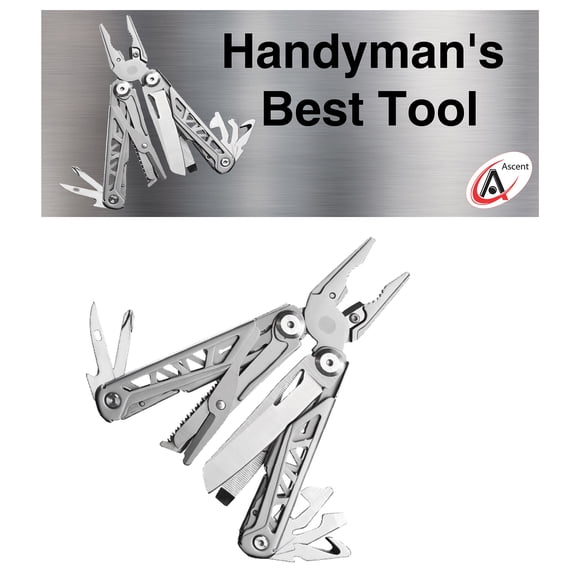 Ascent Handyman DIY Gift Tool Pliers 15 in 1 Multitool Gift Boxed, Handy Pocket Knife Screwdriver Bottle Opener Saw For Camping Fishing Hiking Hunting - Gift Idea for Father, Men, Boyfriend, Women