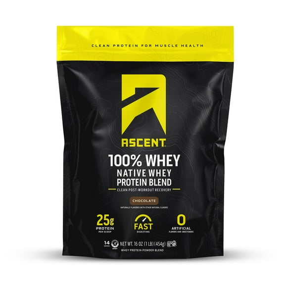Ascent Native Whey Protein Powder Blend, Chocolate, 1 lb