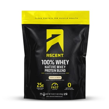 Ascent Native Fuel Whey Protein Isolate Powder, Vanilla Bean, 1 lb