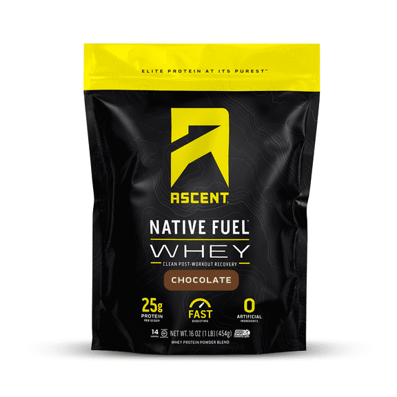 Ascent Native Fuel Whey Protein Powder, Chocolate, 1 lb