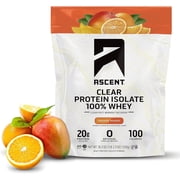 Ascent Clear 100% Whey Protein Powder, Orange Mango, 20 Servings