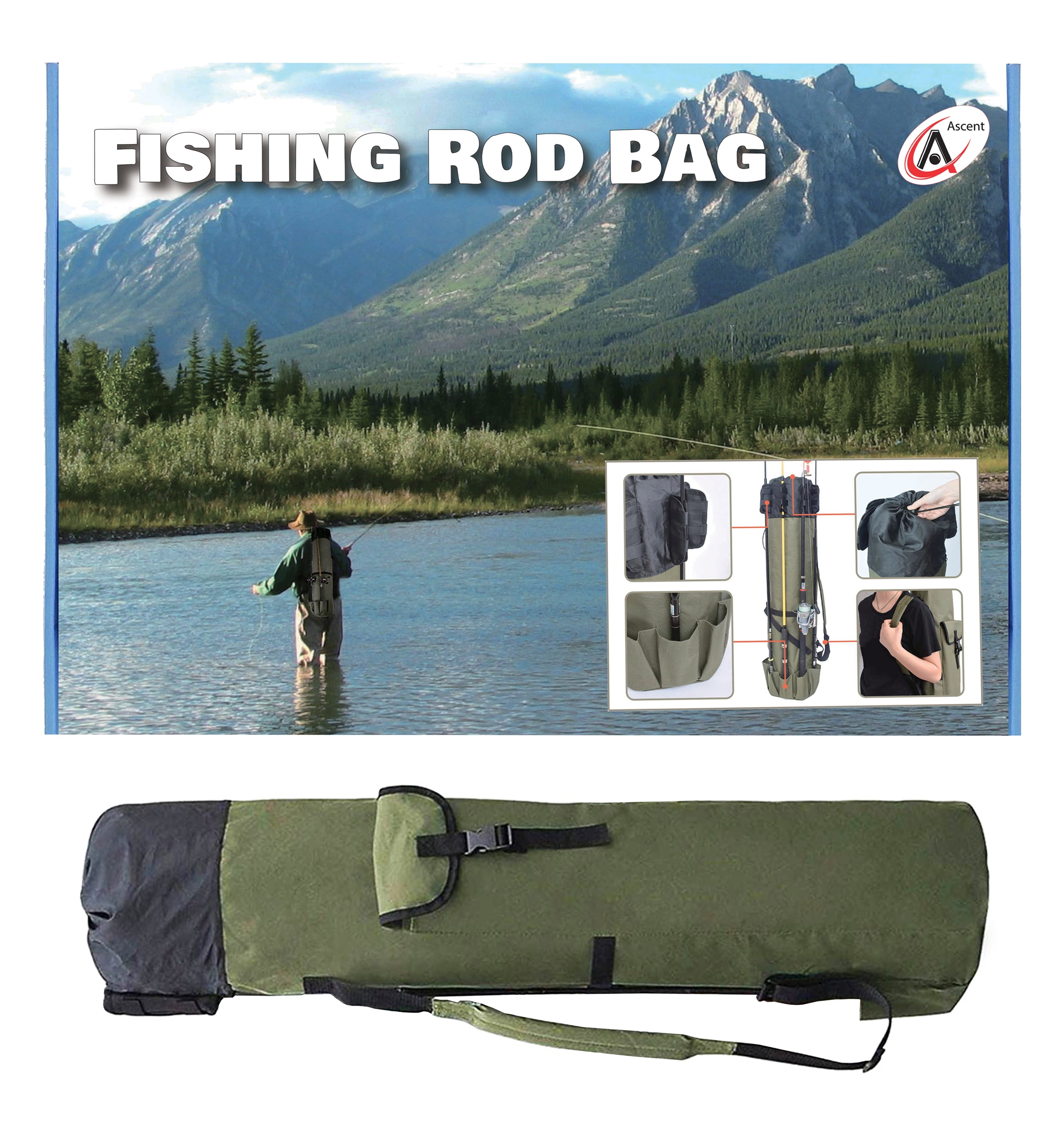 Ascent's Fisherman's Gift Rod Carrier Fishing Reel and Tackle Bag